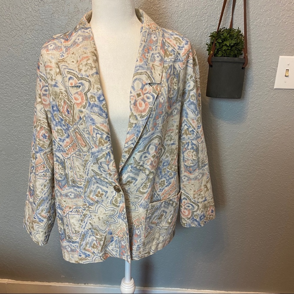 VINTAGE 90’S BLOCK ISLAND PATTERNED BLAZER {12P}